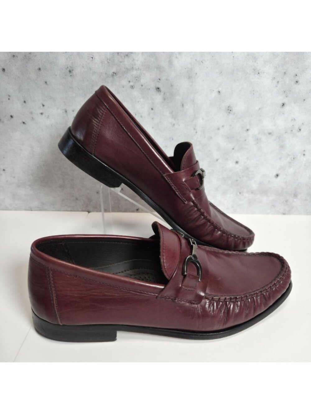 Bruno Magli Bordo Leather Horsebit Loafers Shoes Praline Brown 8.5M Italy